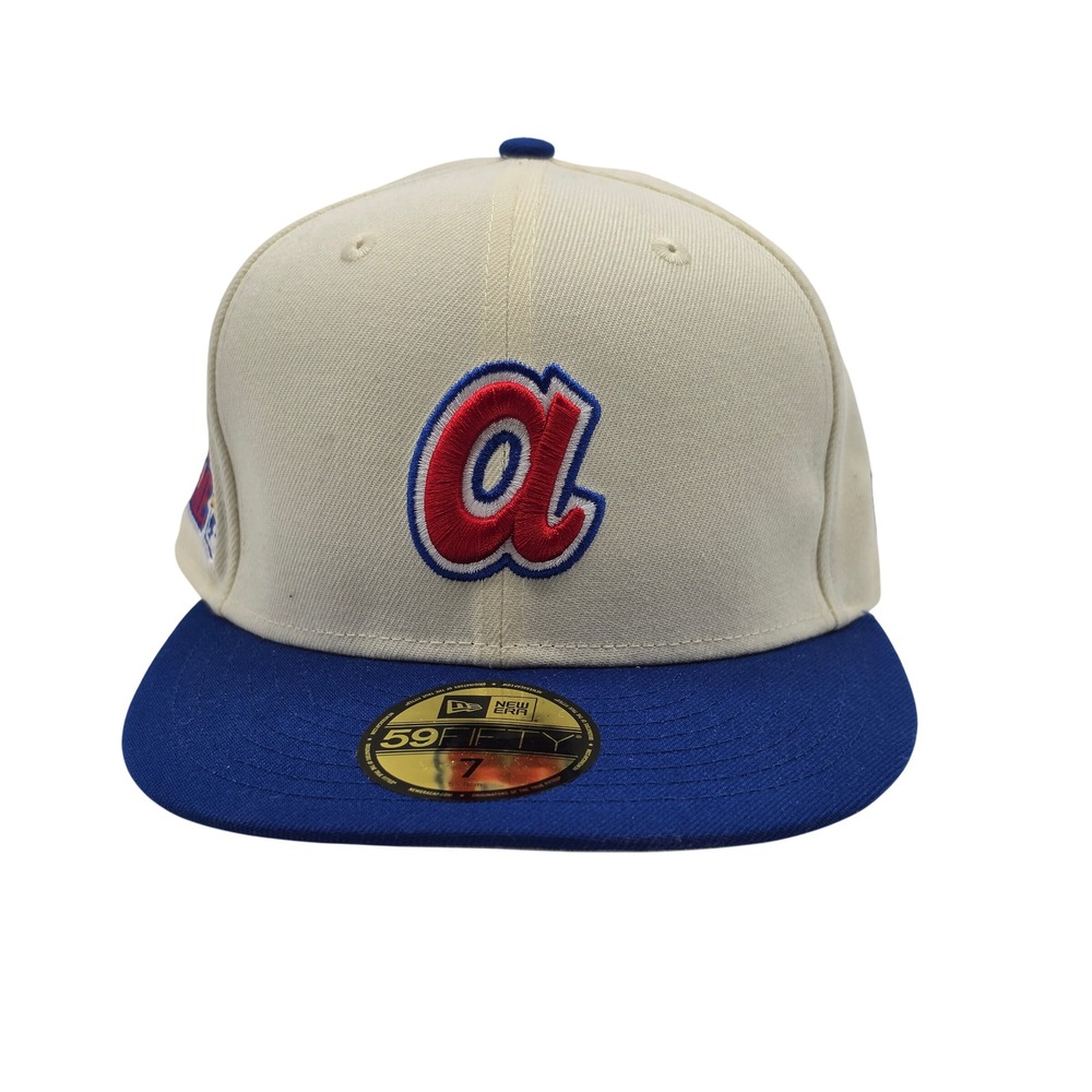 New Era Atlanta Braves 59FIFTY Hat Size 7 Cream Blue 2000 All Star 60305867